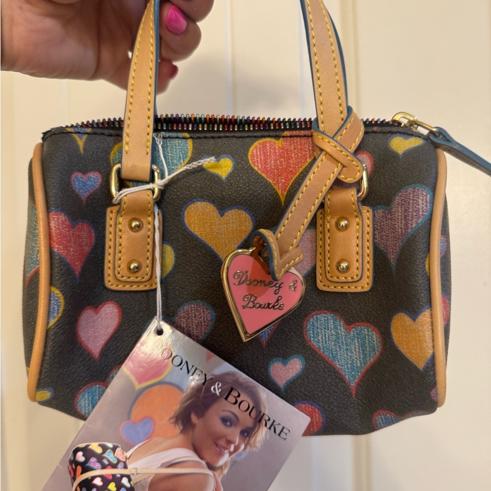 Vintage Y2K Dooney & Bourke Y2K Heart Print Mini Barrel Bag